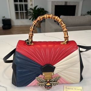 Stunning Gucci Queen Margaret Top Handle Multicolor Quilted Leather Medium Bag.